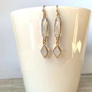 Opal Glass Diamond drop Earrings ~NWT